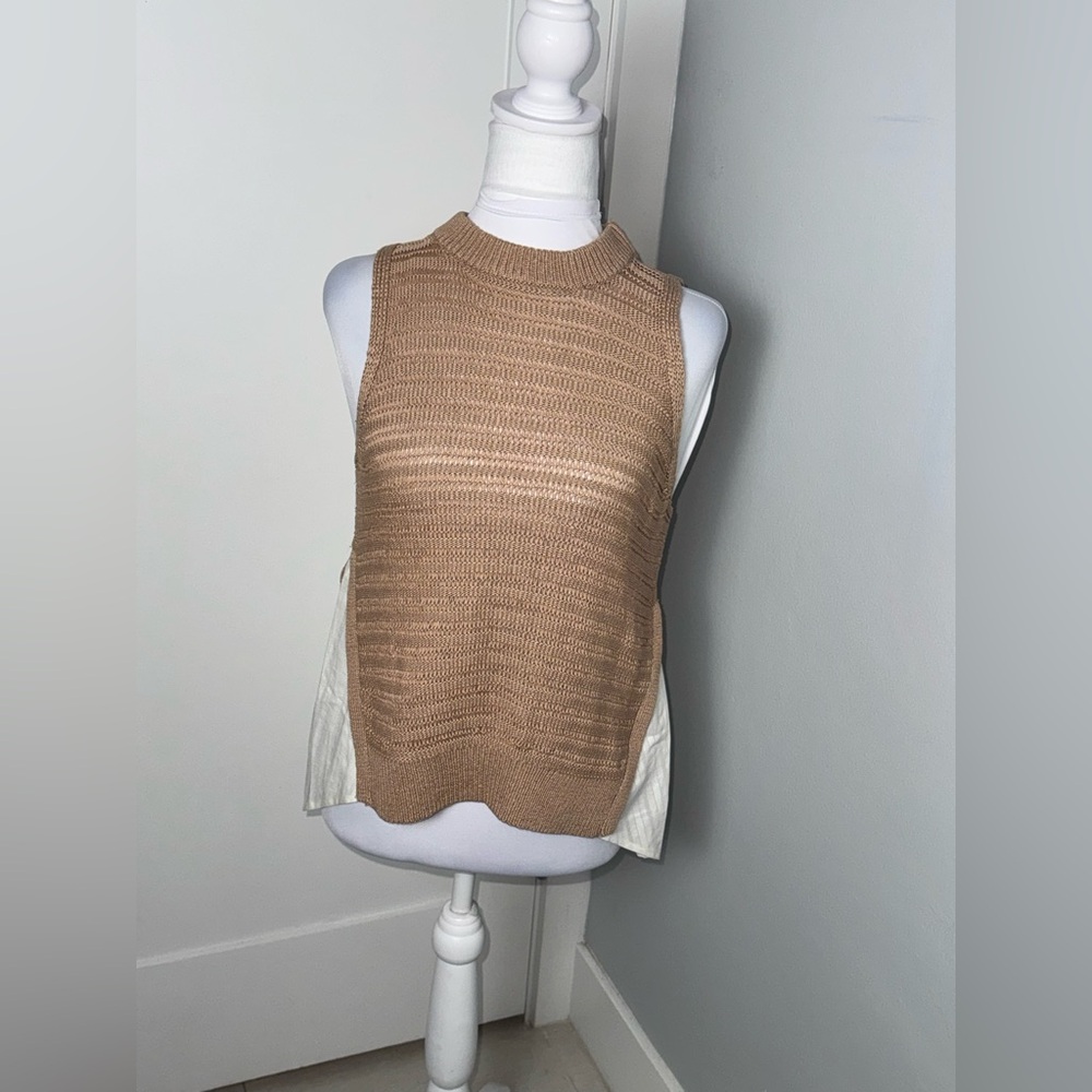 Veronica Beard South Beach Sleeveless Combo Top in Tan/Size Medium - Picture 2 of 6